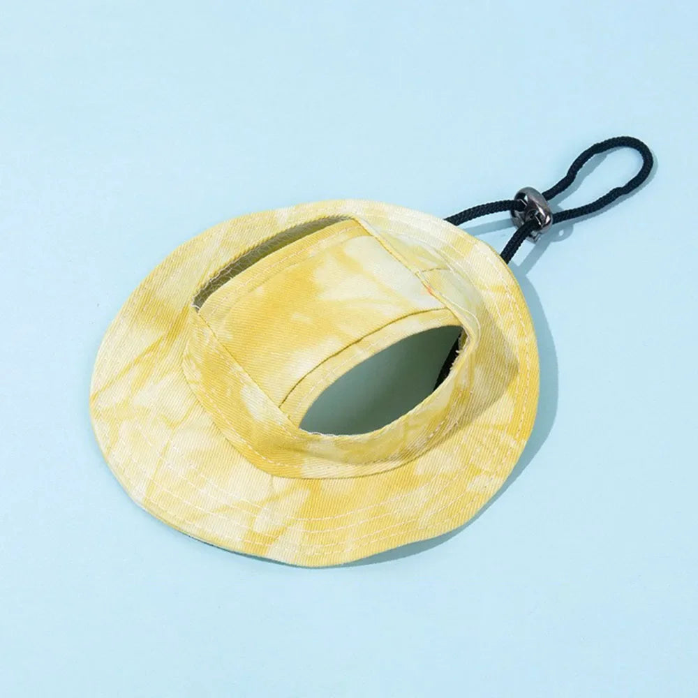 Summer Pet Cat Sun with Ear Holes Cute Kitten Fisherman Cap UV Protection Breathable Outdoor Sunshade Hat