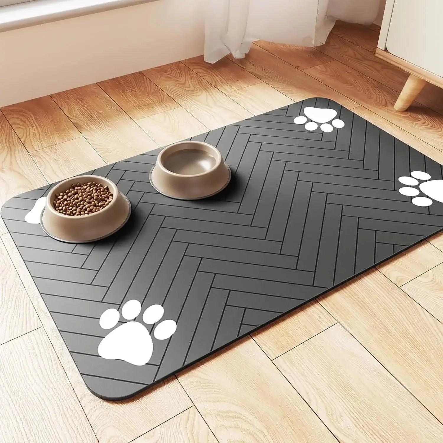 Pet Feeding Mat-Absorbent Pet Placemat Rubber Backing Quick Dry Water for Dog Cat for Food and Water Bowl Waterproof Mat