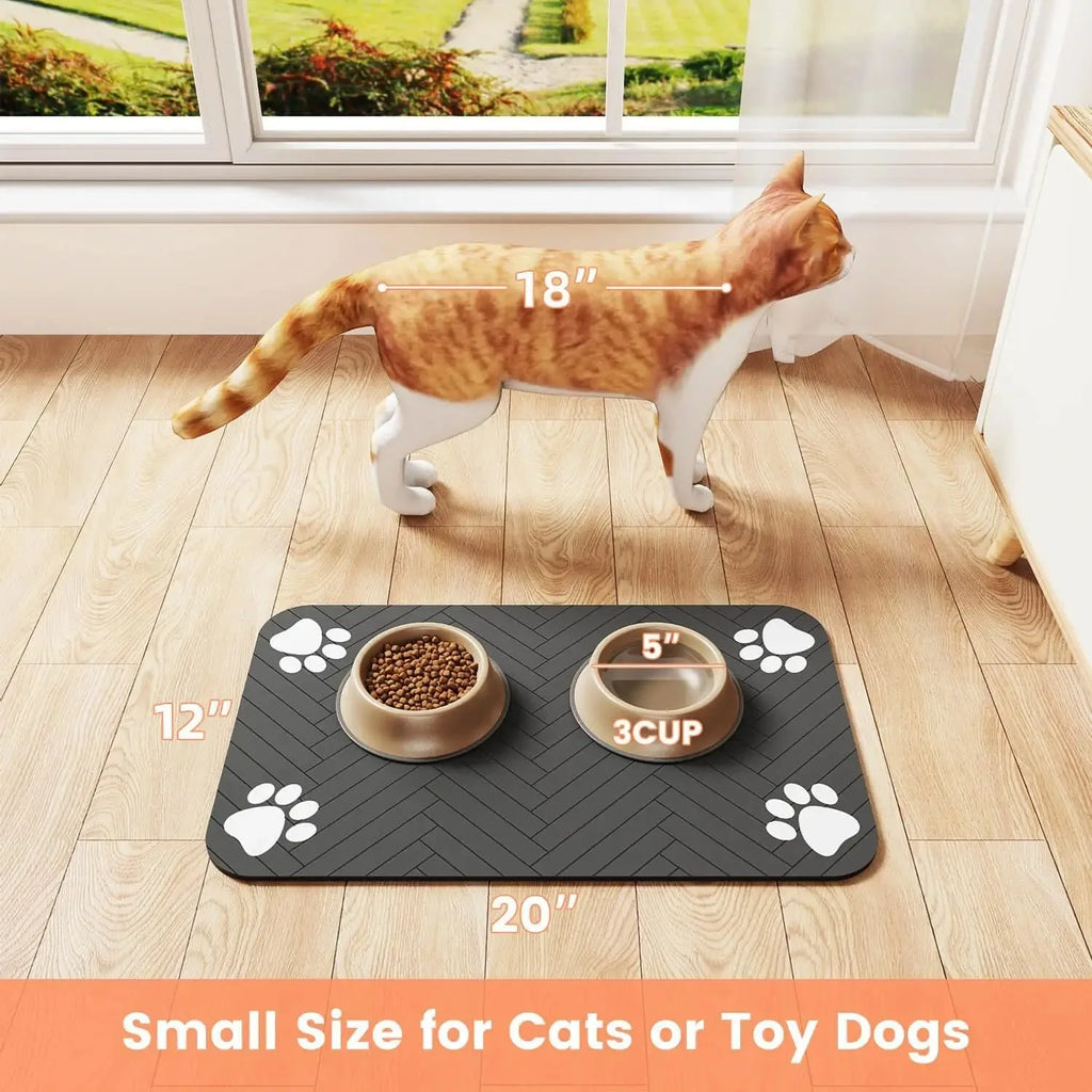 Pet Feeding Mat-Absorbent Pet Placemat Rubber Backing Quick Dry Water for Dog Cat for Food and Water Bowl Waterproof Mat