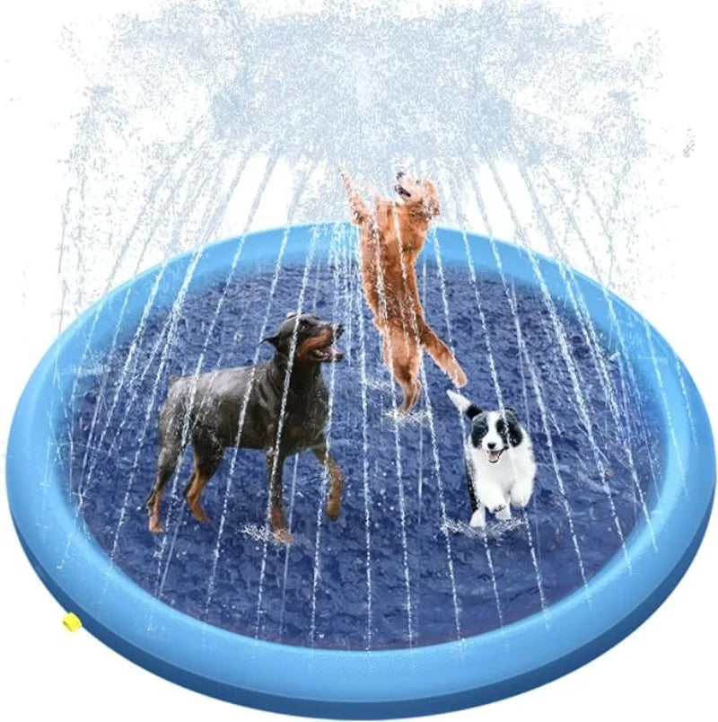 Summer Pet Pool Inflatable Splash Pad, Non-Slip Cooling Play Mat Durable Outdoor Interactive Sprinkler Toy