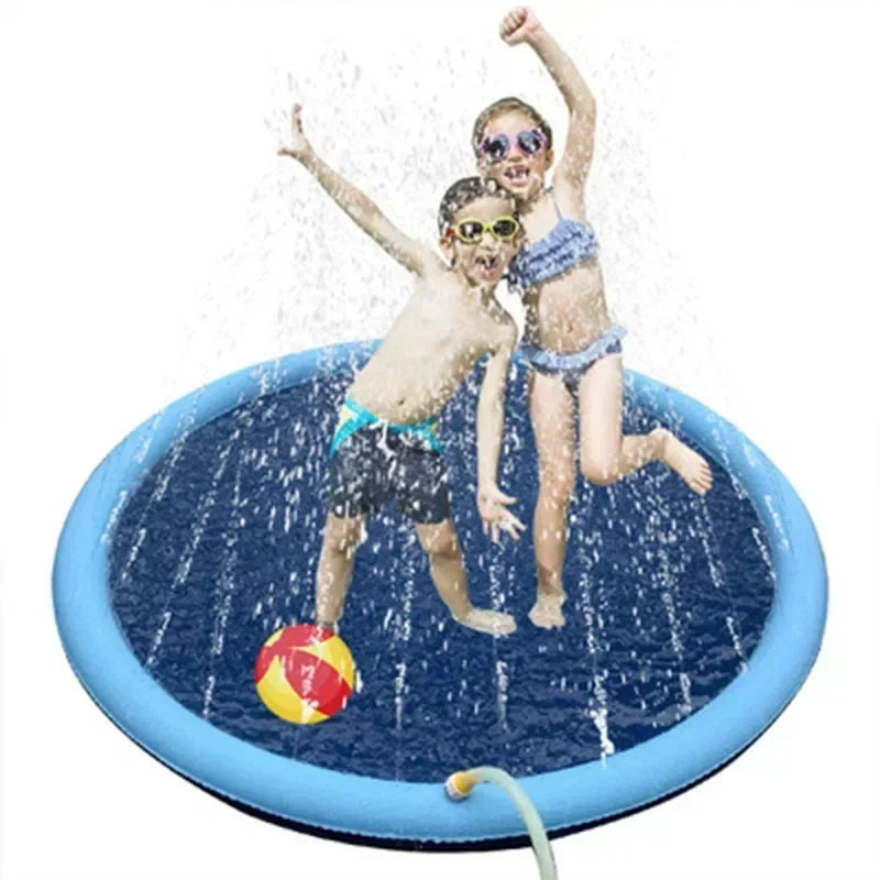 Summer Pet Pool Inflatable Splash Pad, Non-Slip Cooling Play Mat Durable Outdoor Interactive Sprinkler Toy