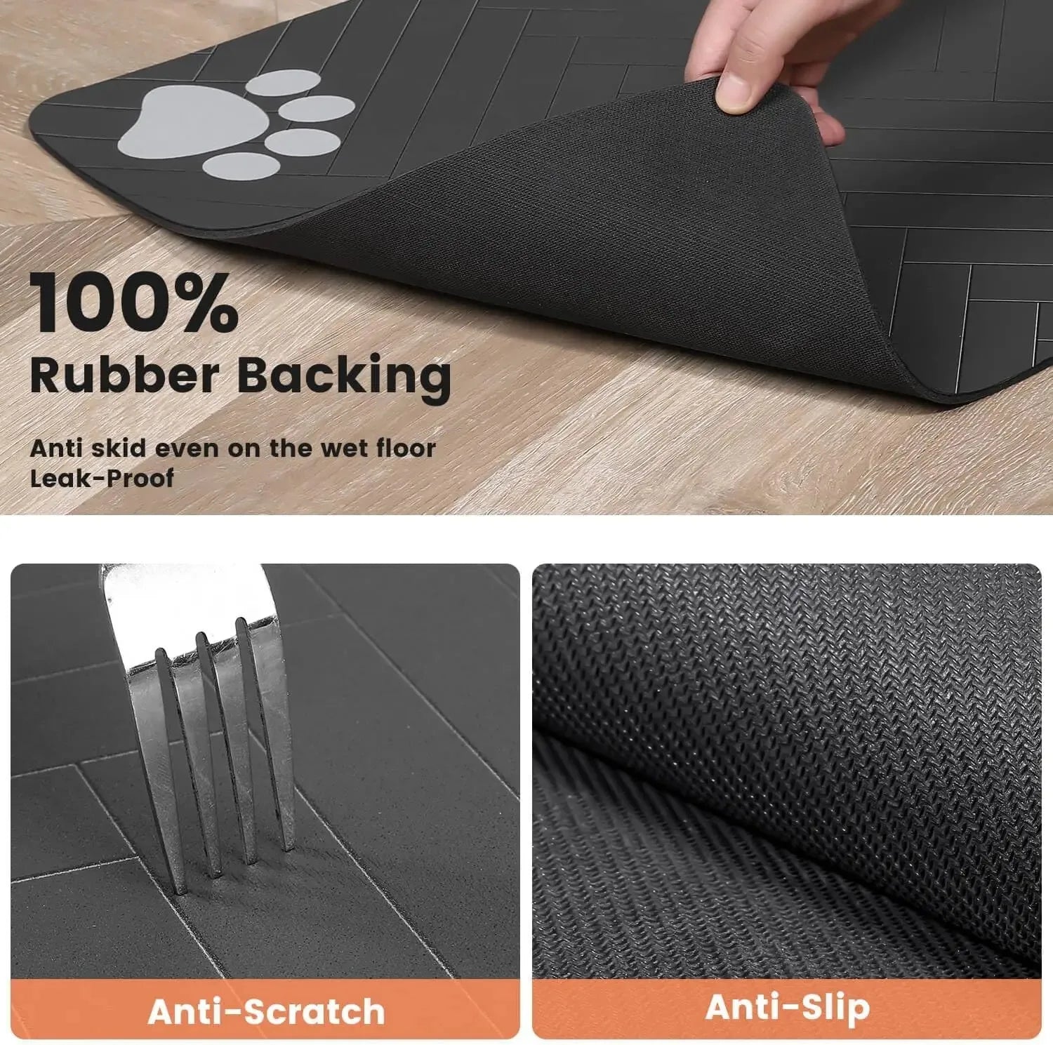 Pet Feeding Mat-Absorbent Pet Placemat Rubber Backing Quick Dry Water for Dog Cat for Food and Water Bowl Waterproof Mat