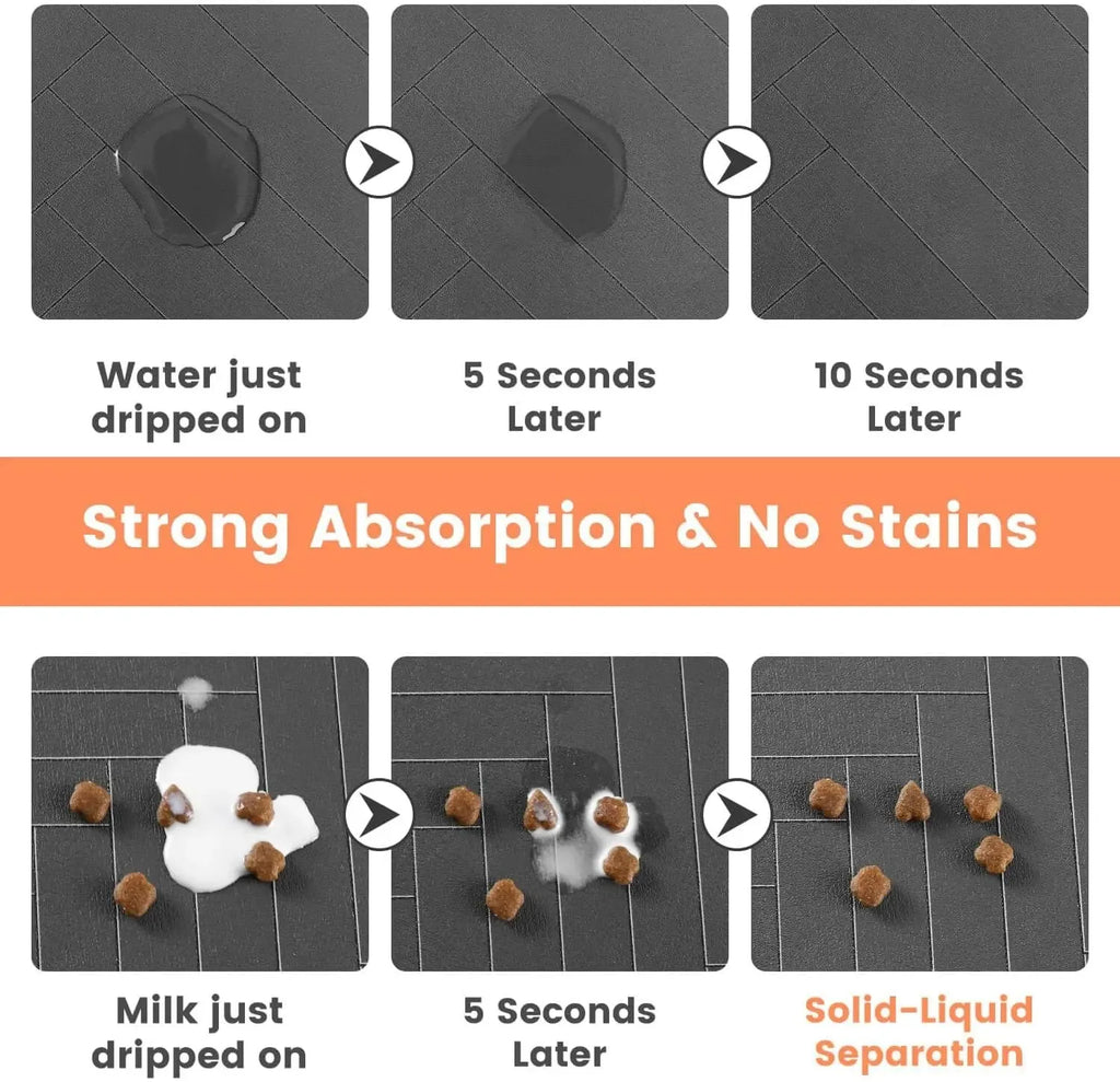 Pet Feeding Mat-Absorbent Pet Placemat Rubber Backing Quick Dry Water for Dog Cat for Food and Water Bowl Waterproof Mat