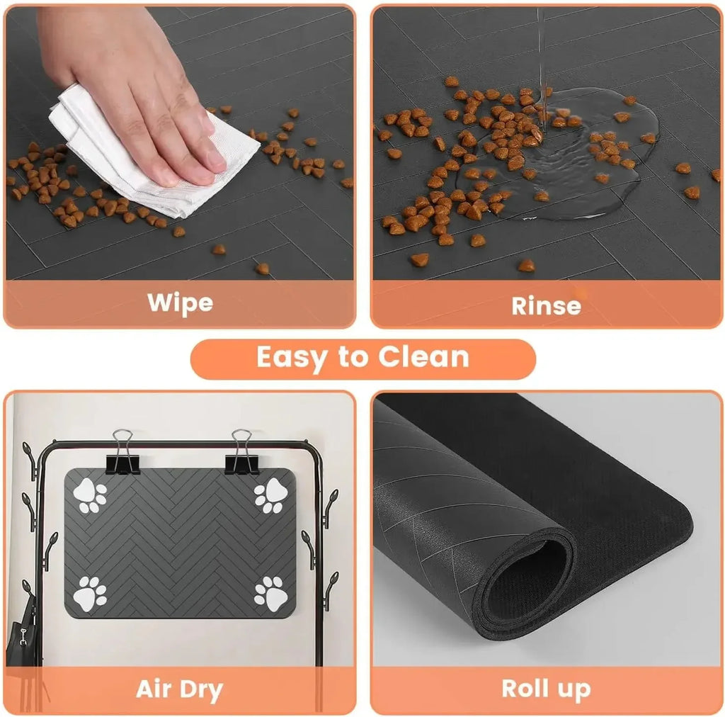 Pet Feeding Mat-Absorbent Pet Placemat Rubber Backing Quick Dry Water for Dog Cat for Food and Water Bowl Waterproof Mat