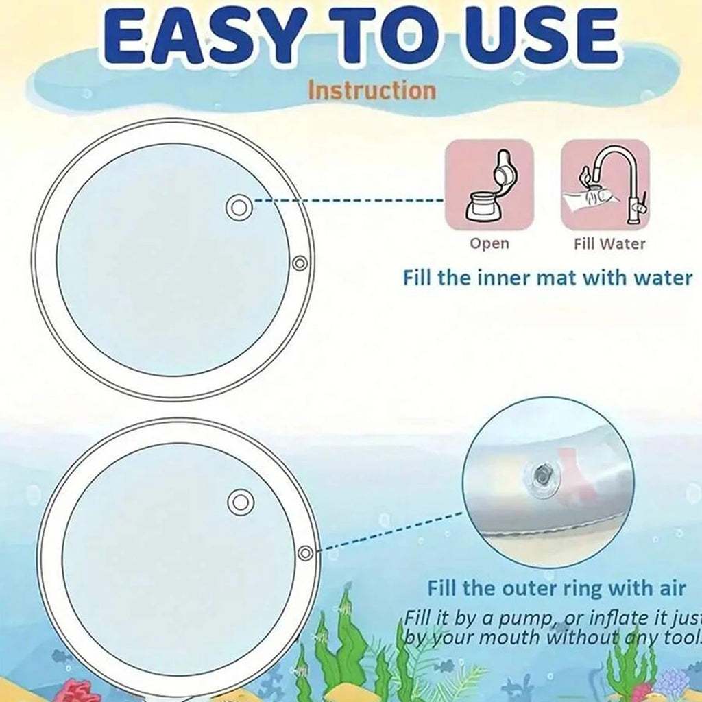 Summer Pet Cooling Thickened Sea Ocean Decor Inflatable Water Playmat Fish Mat