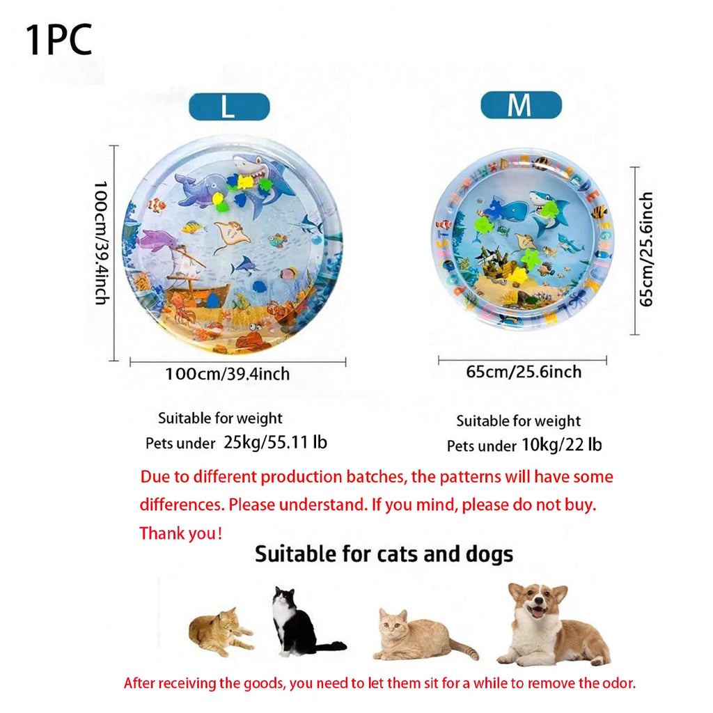 Summer Pet Cooling Thickened Sea Ocean Decor Inflatable Water Playmat Fish Mat