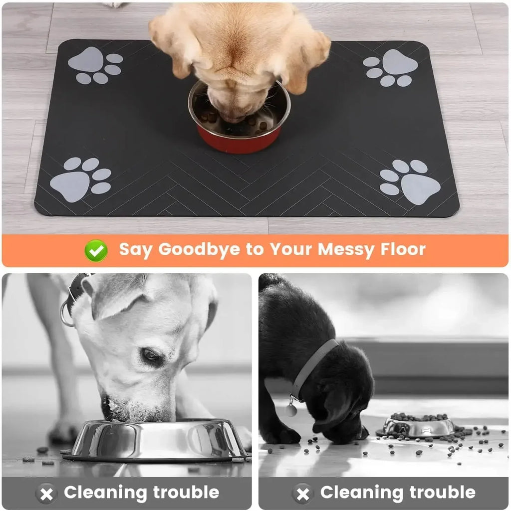 Pet Feeding Mat-Absorbent Pet Placemat Rubber Backing Quick Dry Water for Dog Cat for Food and Water Bowl Waterproof Mat