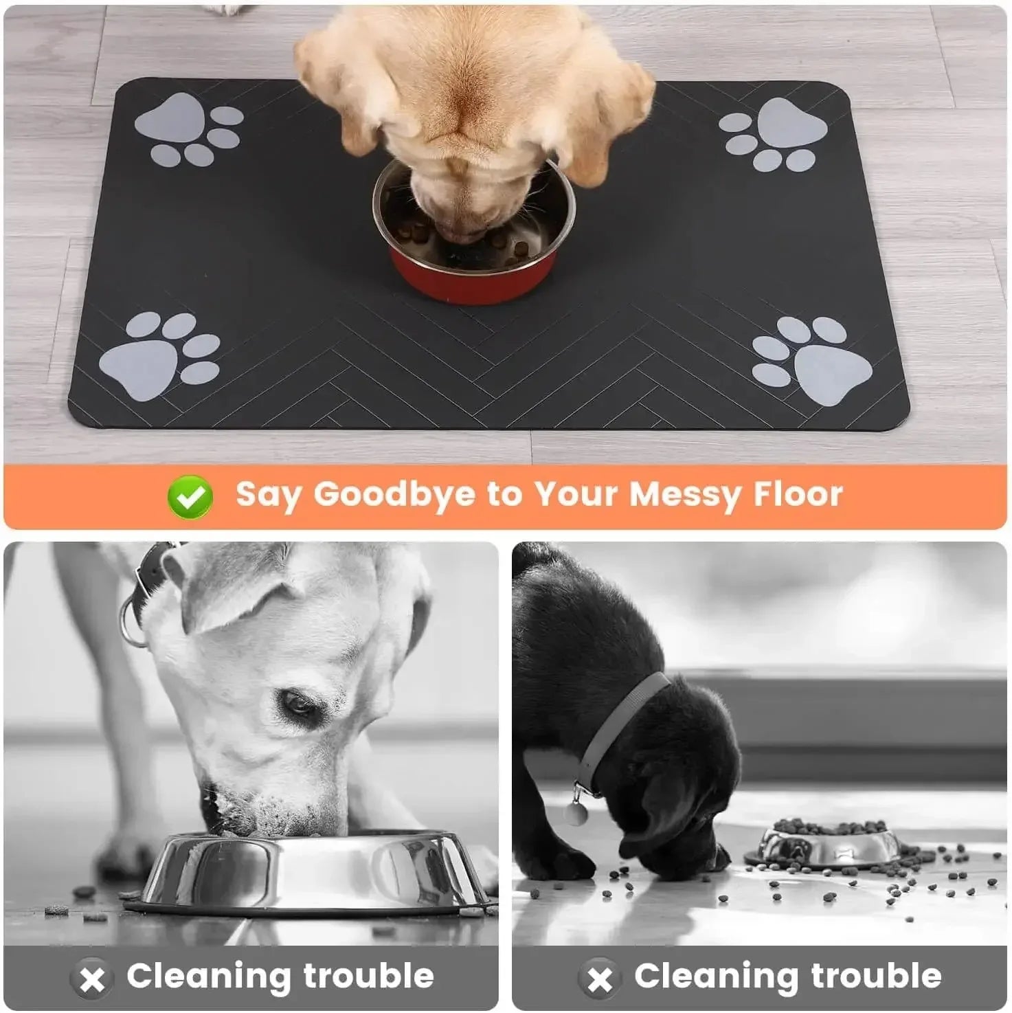 Pet Feeding Mat-Absorbent Pet Placemat Rubber Backing Quick Dry Water for Dog Cat for Food and Water Bowl Waterproof Mat