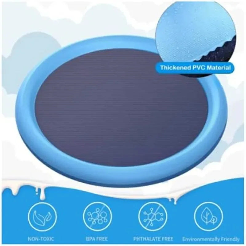 Summer Pet Pool Inflatable Splash Pad, Non-Slip Cooling Play Mat Durable Outdoor Interactive Sprinkler Toy