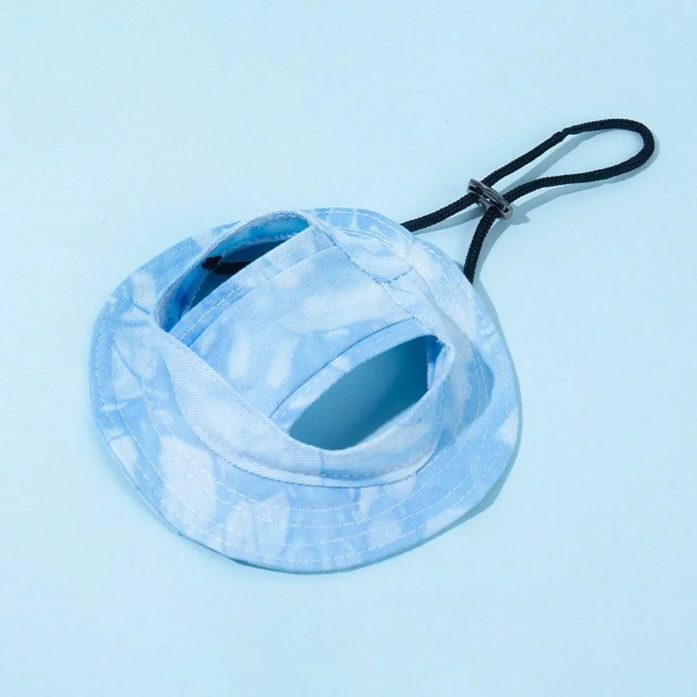 Summer Pet Cat Sun with Ear Holes Cute Kitten Fisherman Cap UV Protection Breathable Outdoor Sunshade Hat