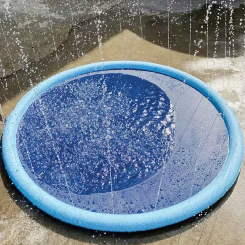Summer Pet Pool Inflatable Splash Pad, Non-Slip Cooling Play Mat Durable Outdoor Interactive Sprinkler Toy
