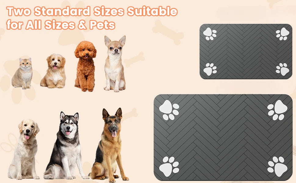 Pet Feeding Mat-Absorbent Pet Placemat Rubber Backing Quick Dry Water for Dog Cat for Food and Water Bowl Waterproof Mat