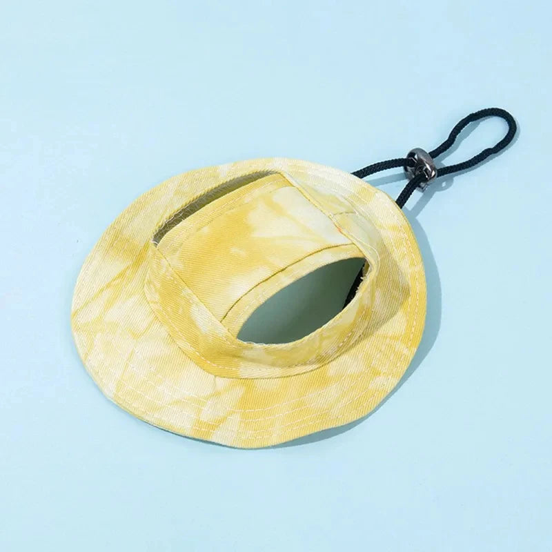 Summer Pet Cat Sun with Ear Holes Cute Kitten Fisherman Cap UV Protection Breathable Outdoor Sunshade Hat